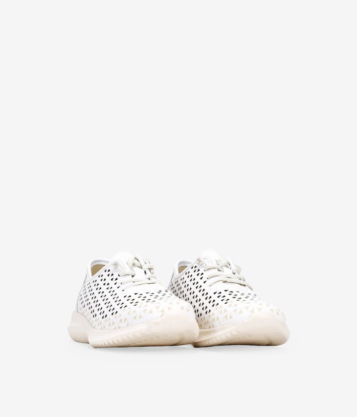 White laser cut leather sneakers
