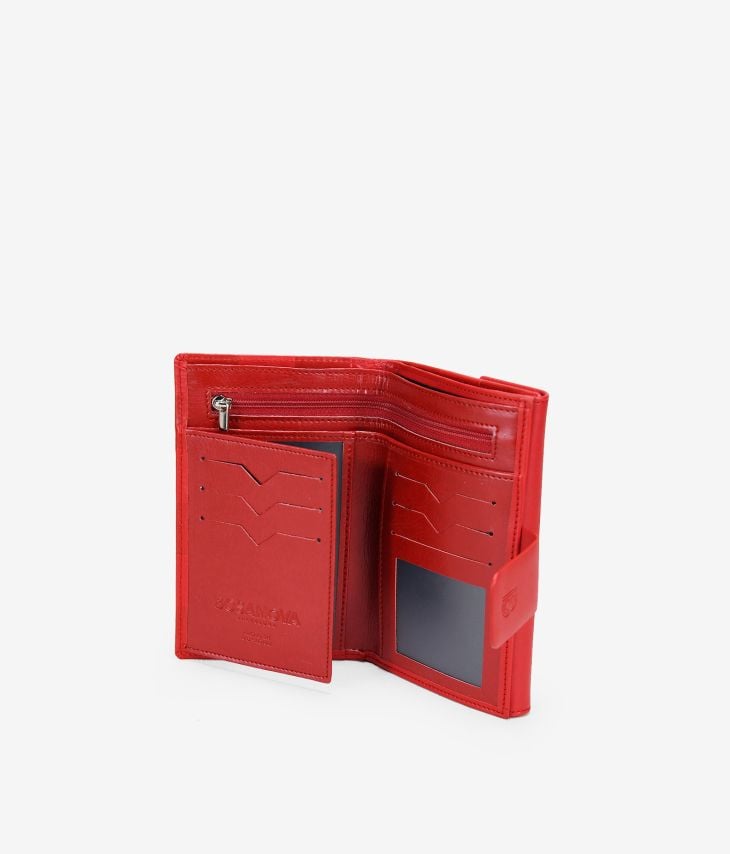 Grand portefeuille en cuir rouge à rabat