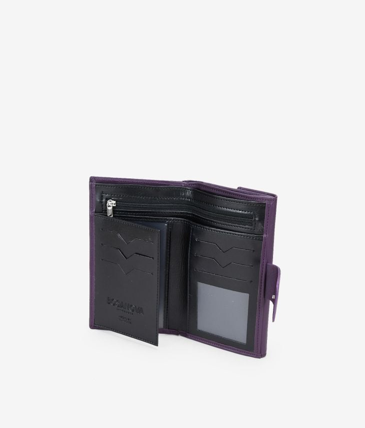 Grand portefeuille violet à rabat