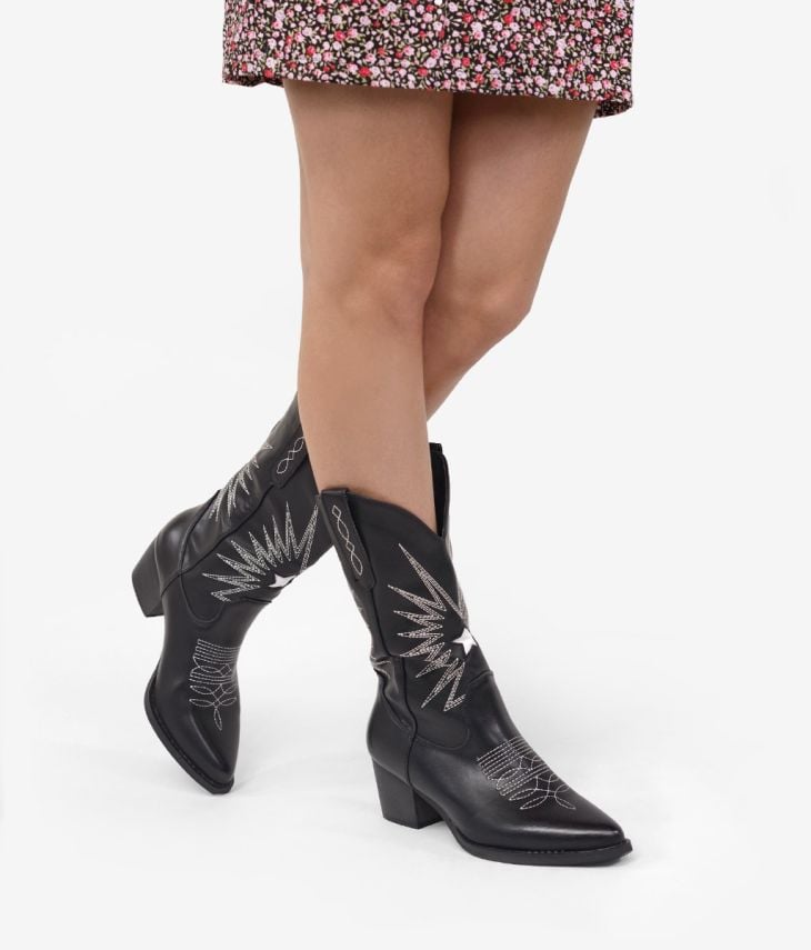Cowboy boots with sewn