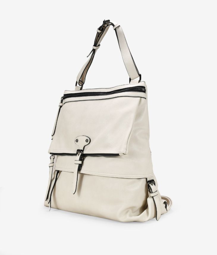 Beige backpack with flap