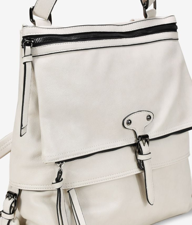 Beige backpack with flap