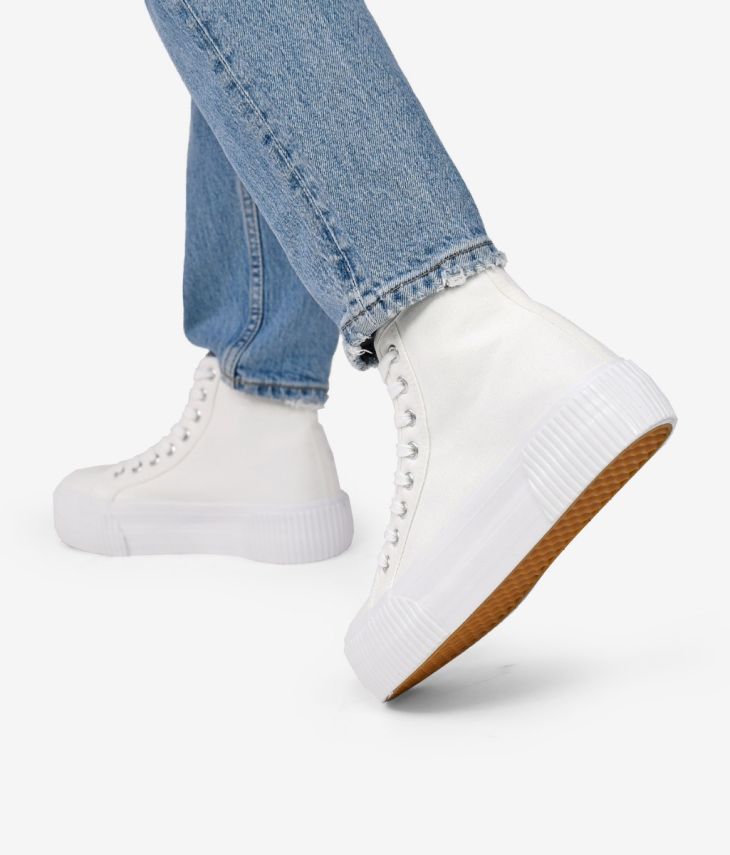 Zapatillas de tela altas blancas con plataforma