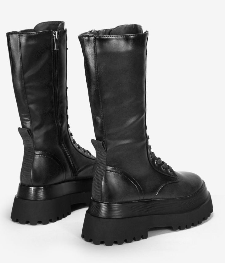 Black high boots with laces
