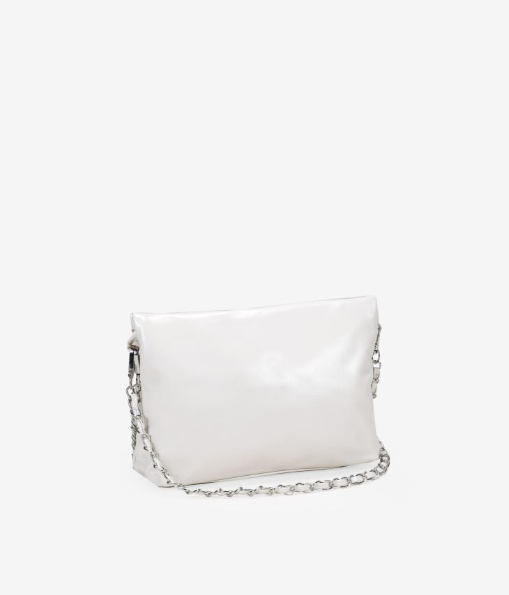 Stone shoulder bag with flap and chain