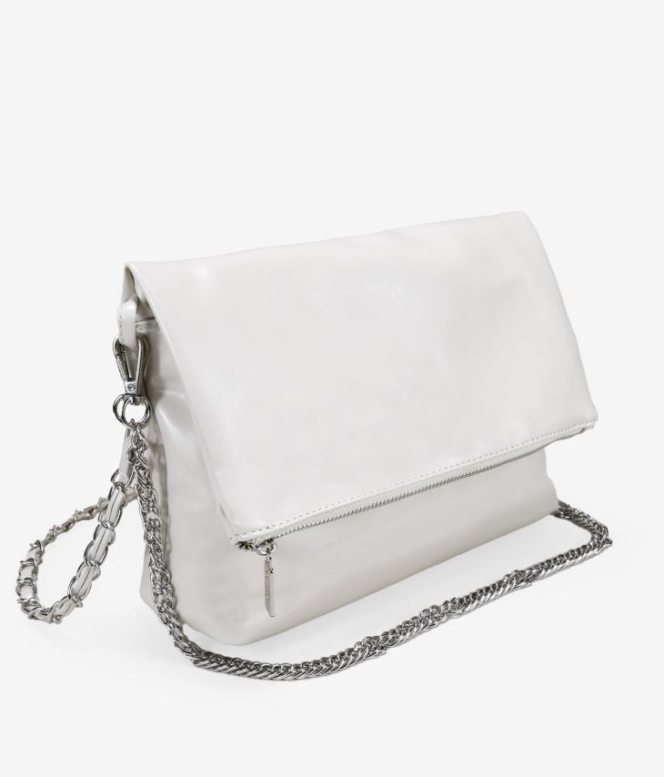 Stone shoulder bag with flap and chain