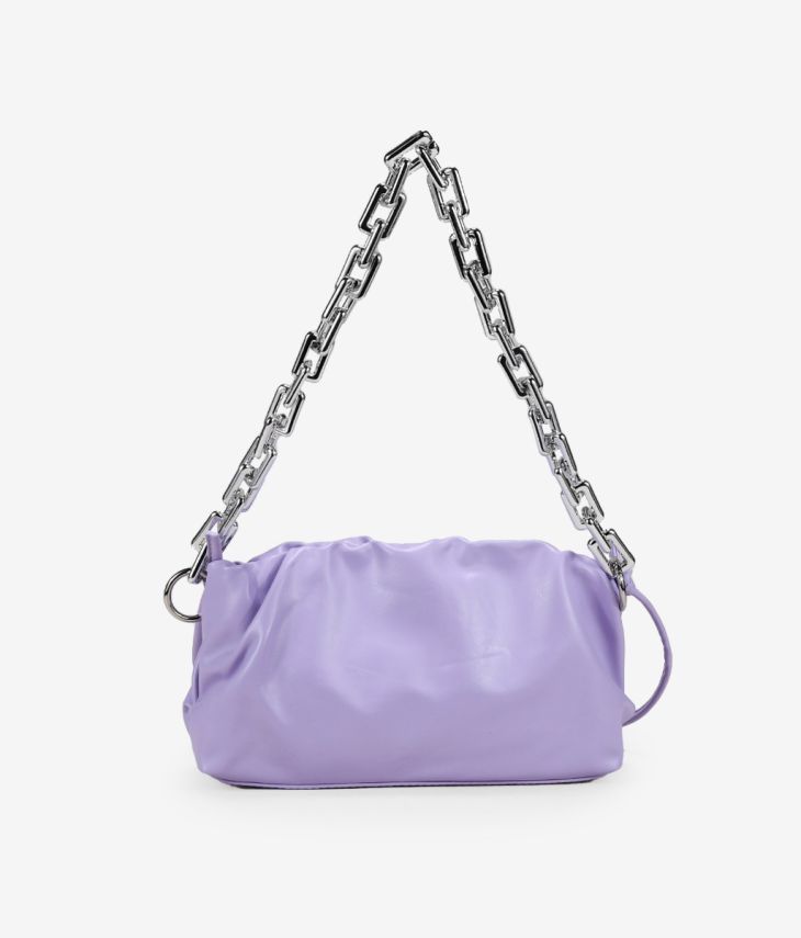 Bolso de hombro lila pouch con cadena plata