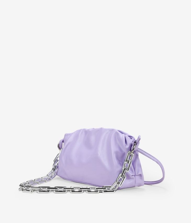 Bolso de hombro lila pouch con cadena plata