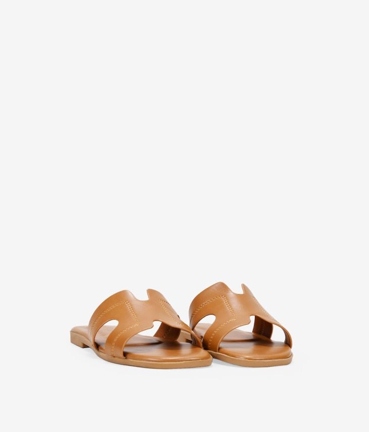 Flat brown slingback sandals