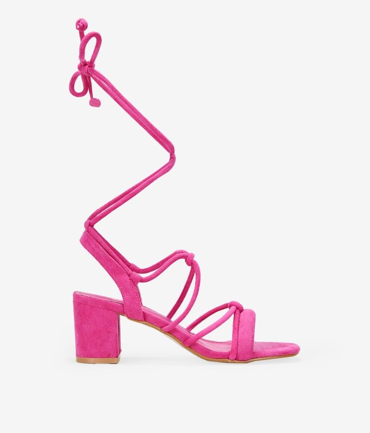 Pink sandals with wide heel