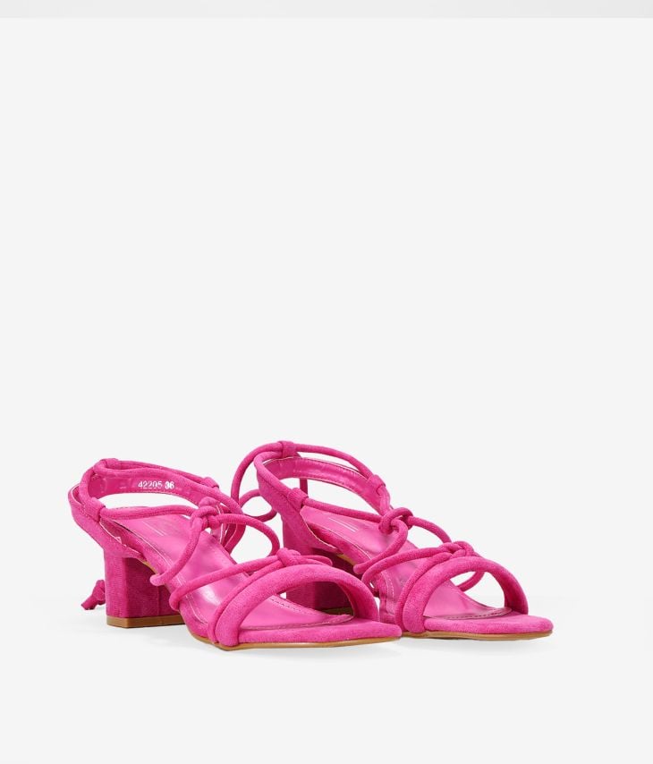 Sandali rosa con tacco largo