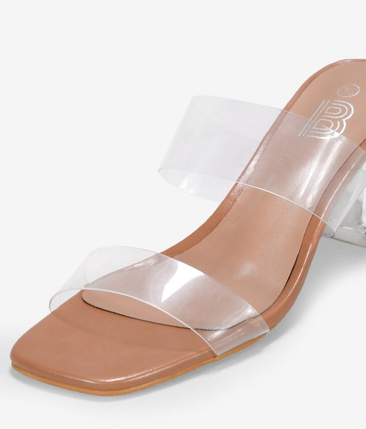 Transparent high-heeled vinyl sandals