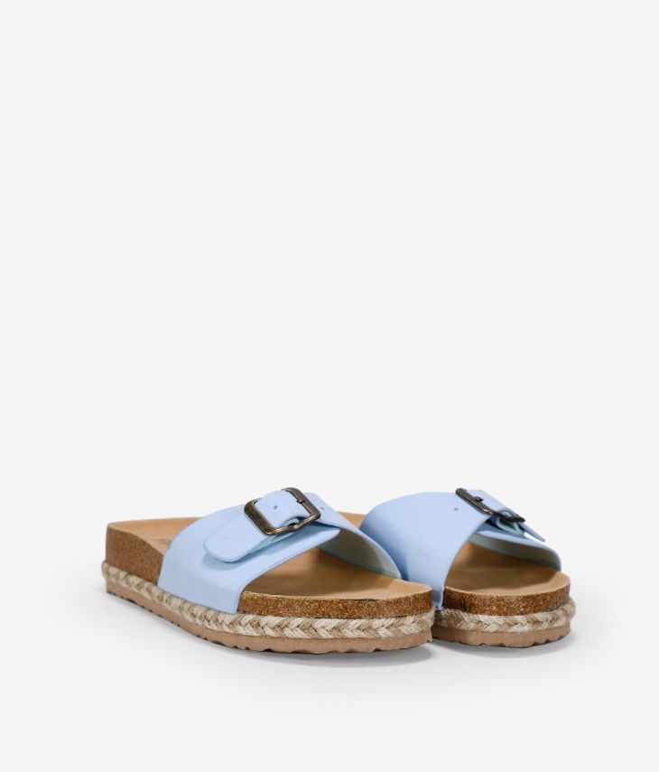 Sandalias azules con esparto bicolor