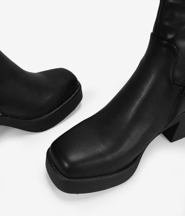 Schwarze hohe Stiefel mit Reißverschluss