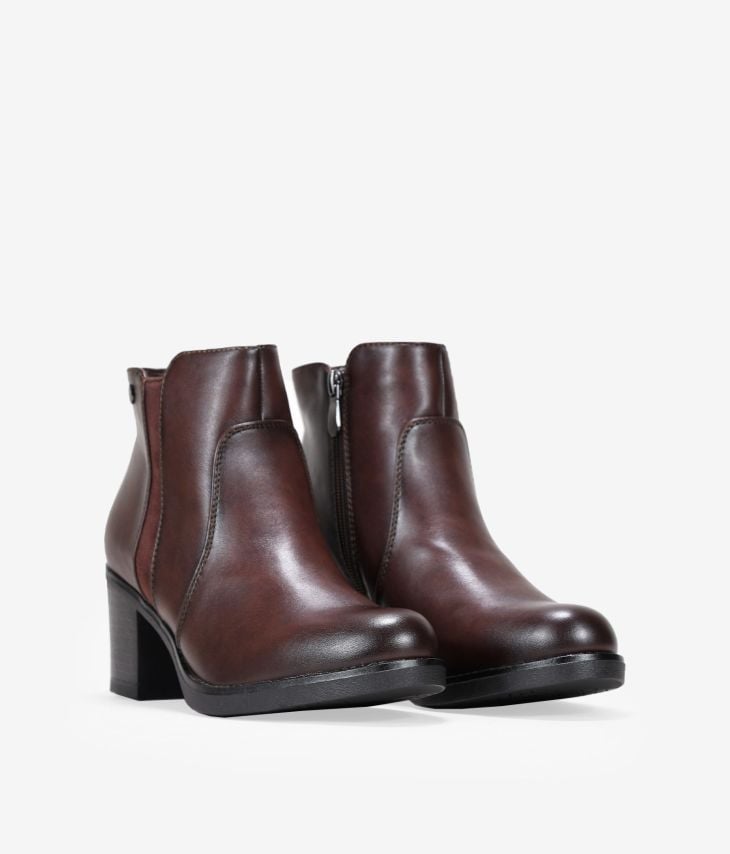 Dark brown heeled ankle boots