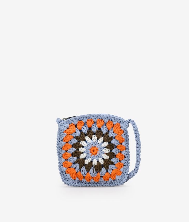 Bolsa de ombro de crochê azul
