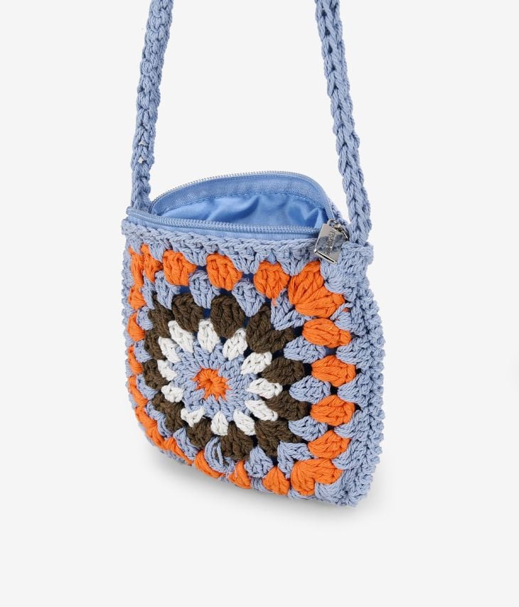 Bolso crochet pequeño azul y multicolor