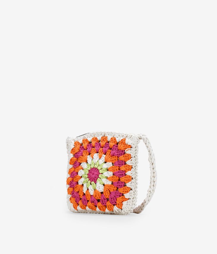 Bolso crochet pequeño rosa y multicolor