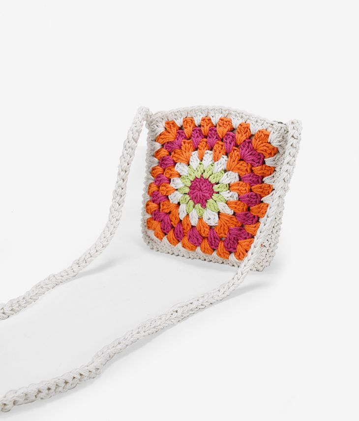 Bolso crochet pequeño rosa y multicolor
