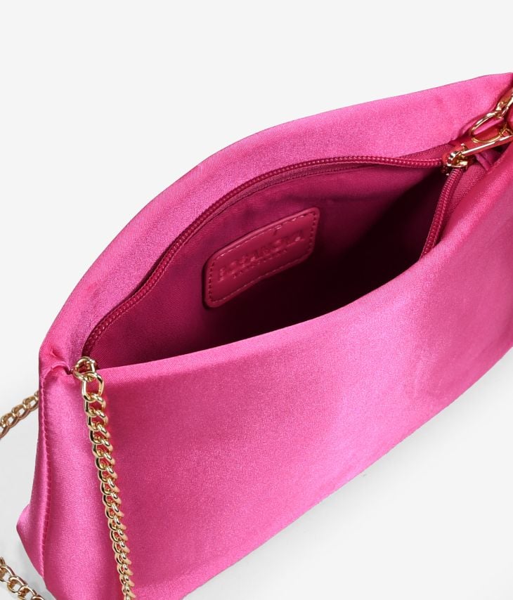 Pink satin party bag with chain
