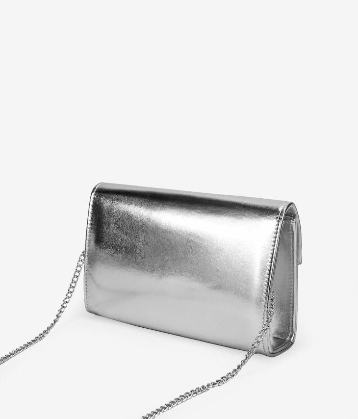 Silver party bag with flap