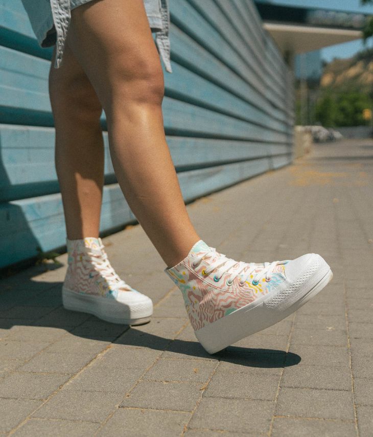 Zapatillas de tela altas multicolor con plataforma