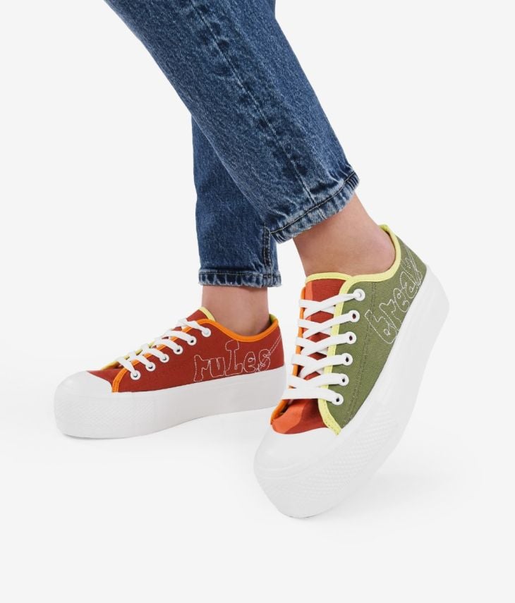 Zapatillas de tela multicolor con plataforma