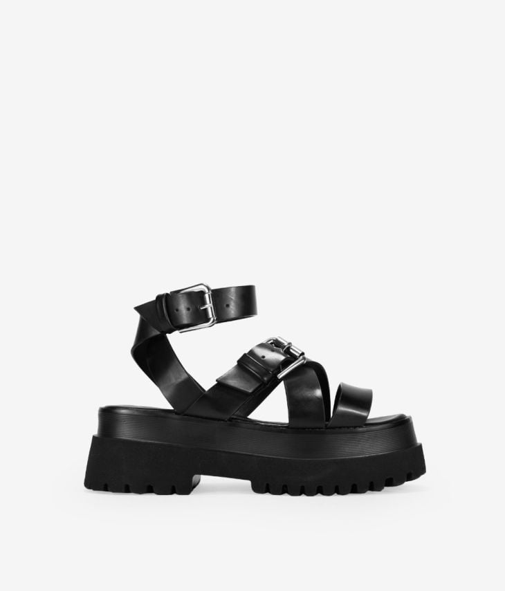 Black sandals with track sole
