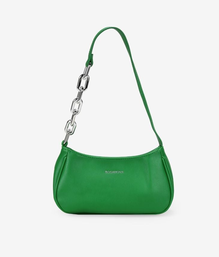 Bolsa de ombro verde com corrente