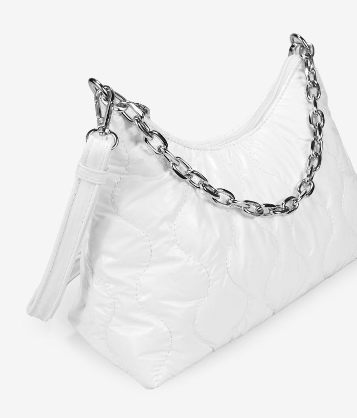 Bolsa de nylon branca com corrente