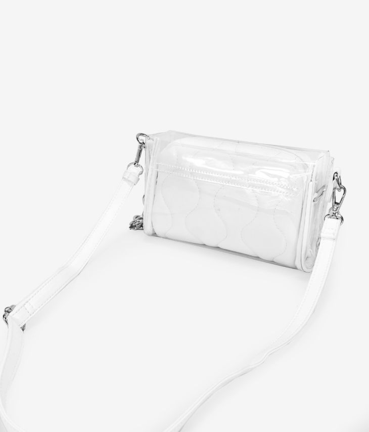 Bolsa branca transparente com corrente