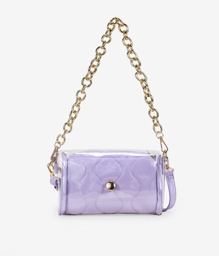 Transparente lila Tasche mit Kette