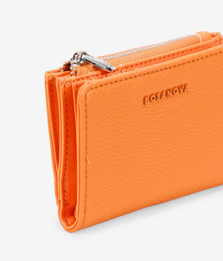 Petit portefeuille orange avec logo
