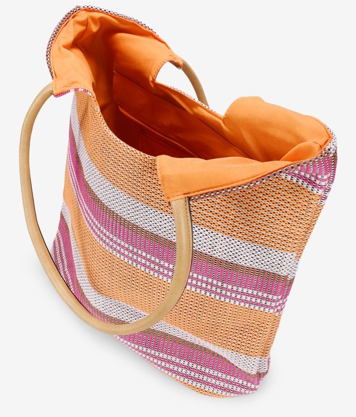 Pink raffia shoulder bag