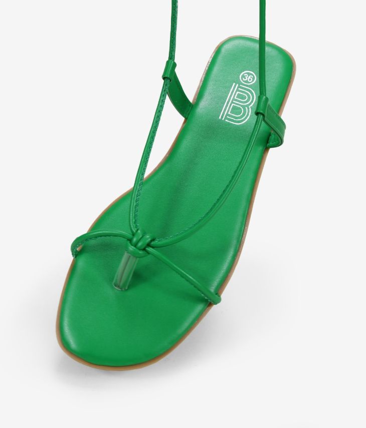 Sandales plates citron vert avec cordons