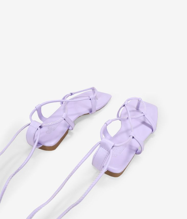 Sandales plates lilas à lacets
