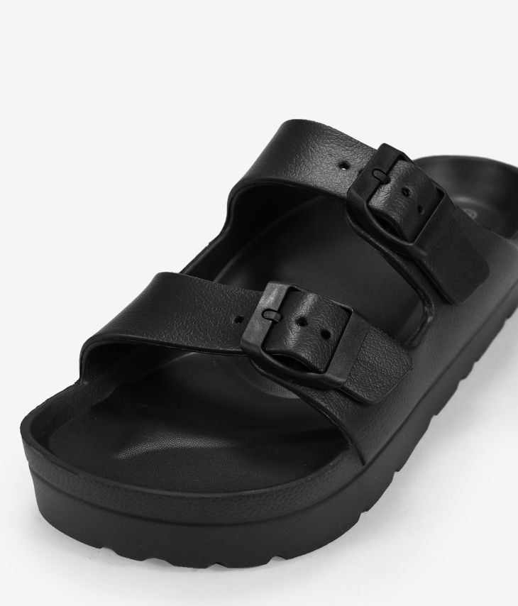 Sandales à plateforme en caoutchouc noir