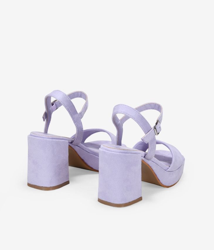 Sandales lilas à talon large