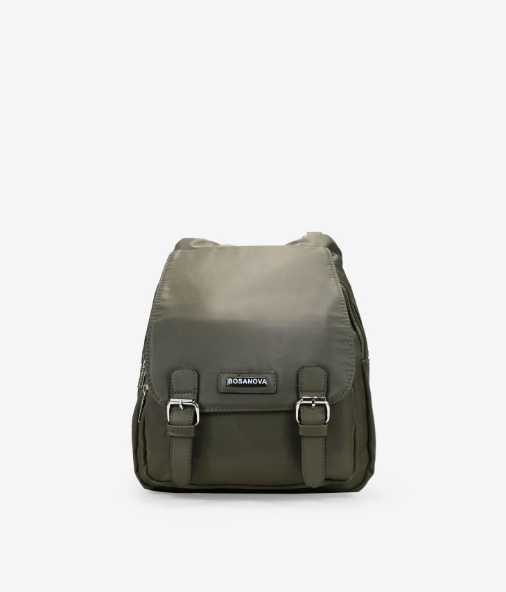 Green backpack with flap