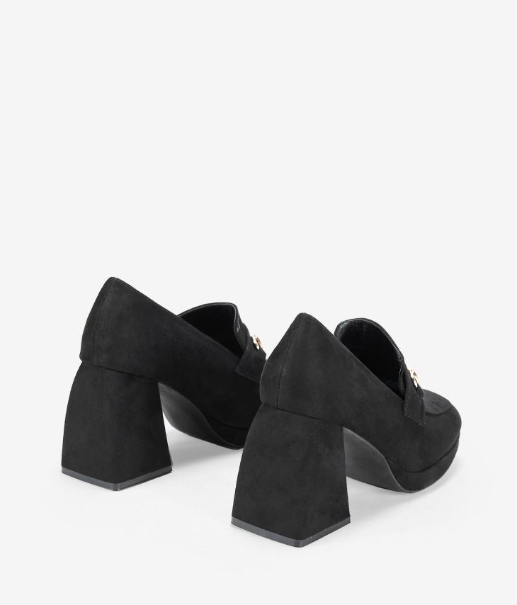 Schwarze Loafer mit Kettenabsatz