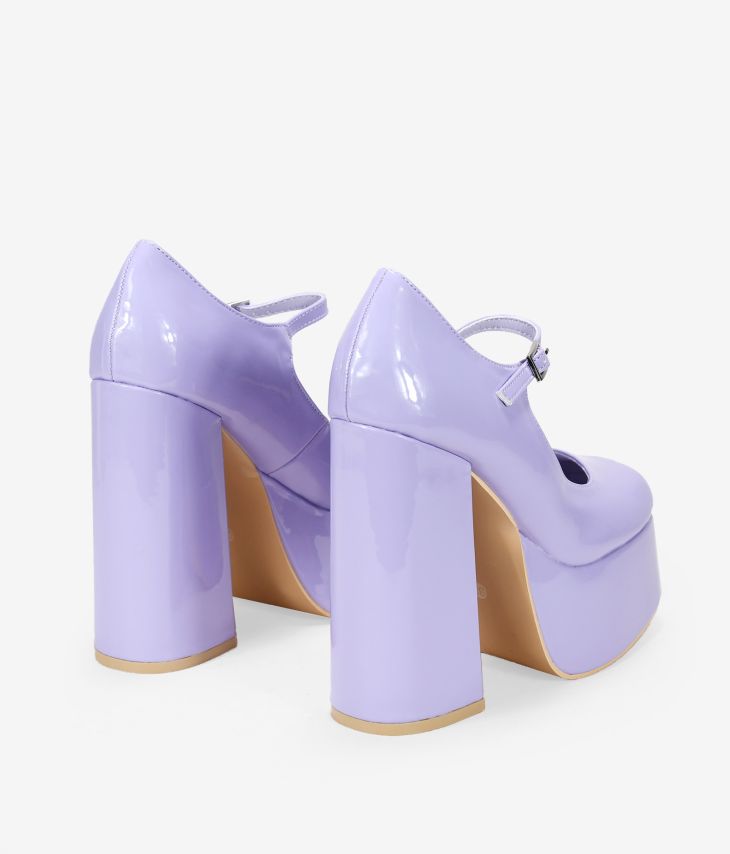 Zapatos Mary Jane lila tacón XXL y plataforma