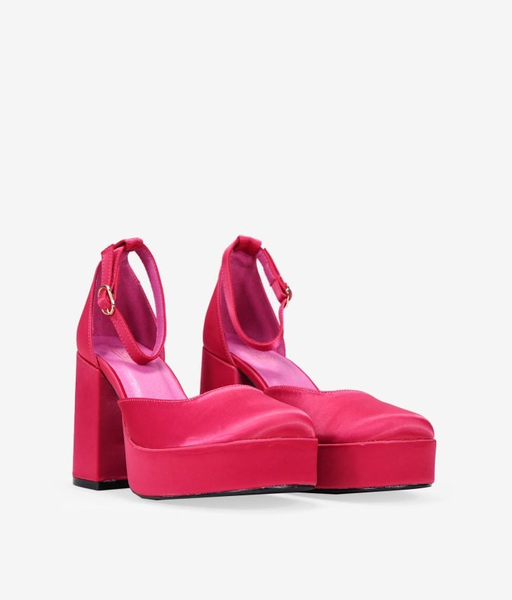 Zapatos rosa tacón y plataforma