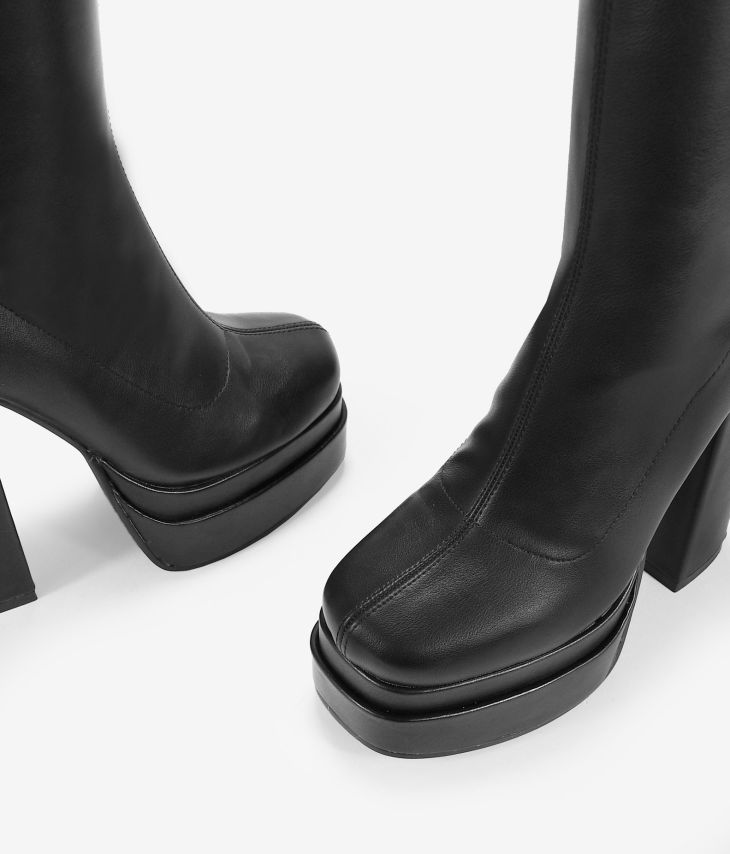 Black XXL heel boots