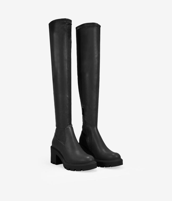 High black boots with zipper