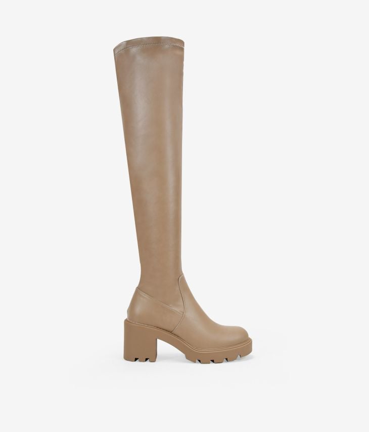 Tall taupe zipper boots