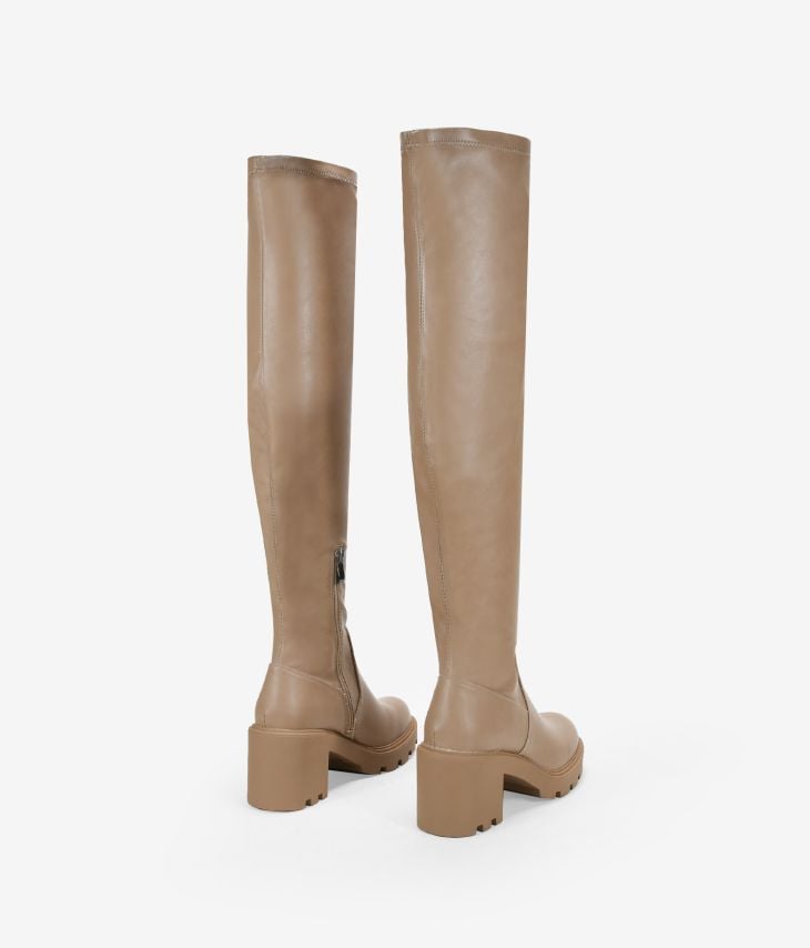 Tall taupe zipper boots