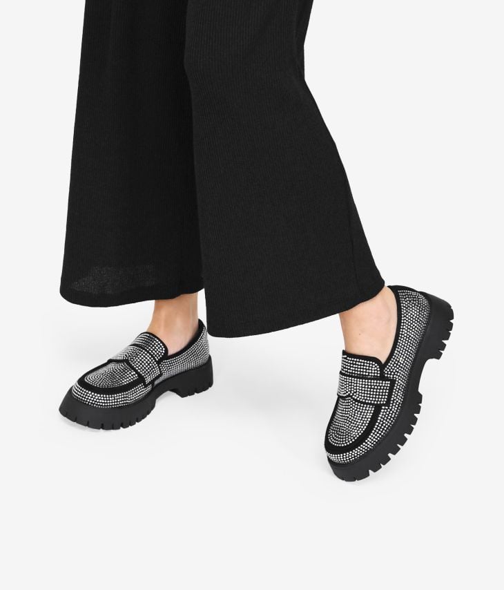 Black loafers with shiny