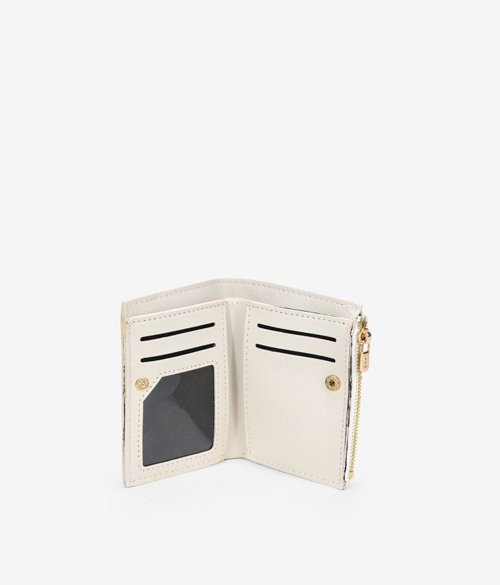 Petit portefeuille beige avec logo et zip