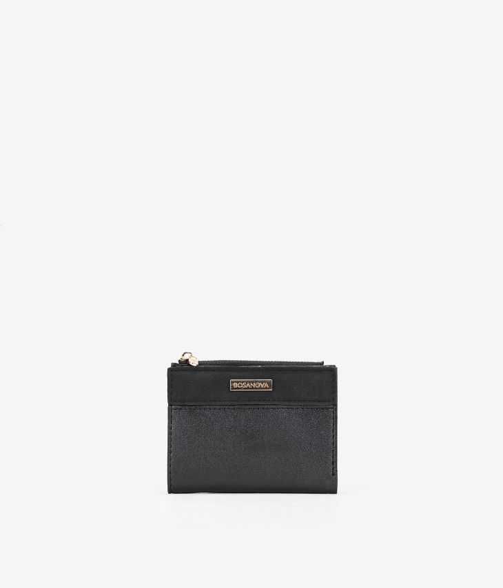 Petit portefeuille noir avec logo et zip