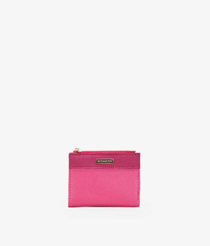 Petit portefeuille rose avec logo et zip
